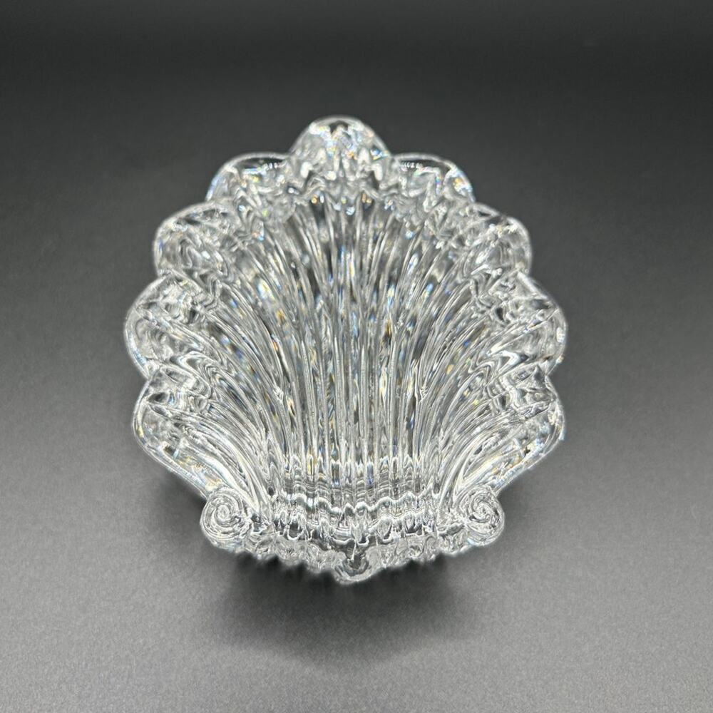 Vintage Sea Shell Shaped Small Glass Trinket Box